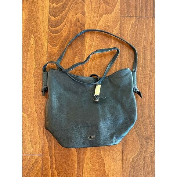 Vince Camuto black leather handbag crossbody shoulder bag Medium Size - Picture 1 of 6